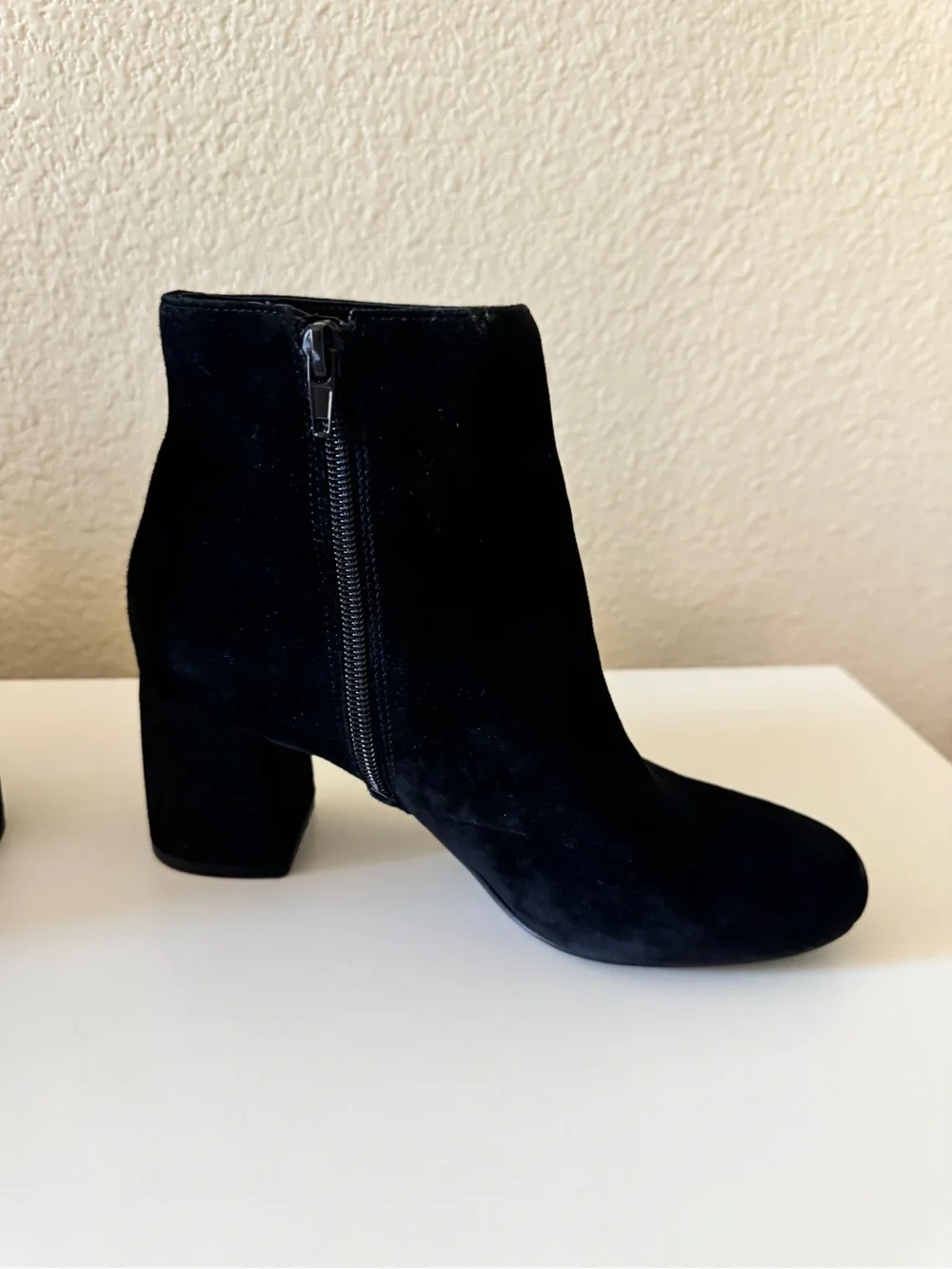 INC International Concepts Black Suede Ankle Booties with Block Heel